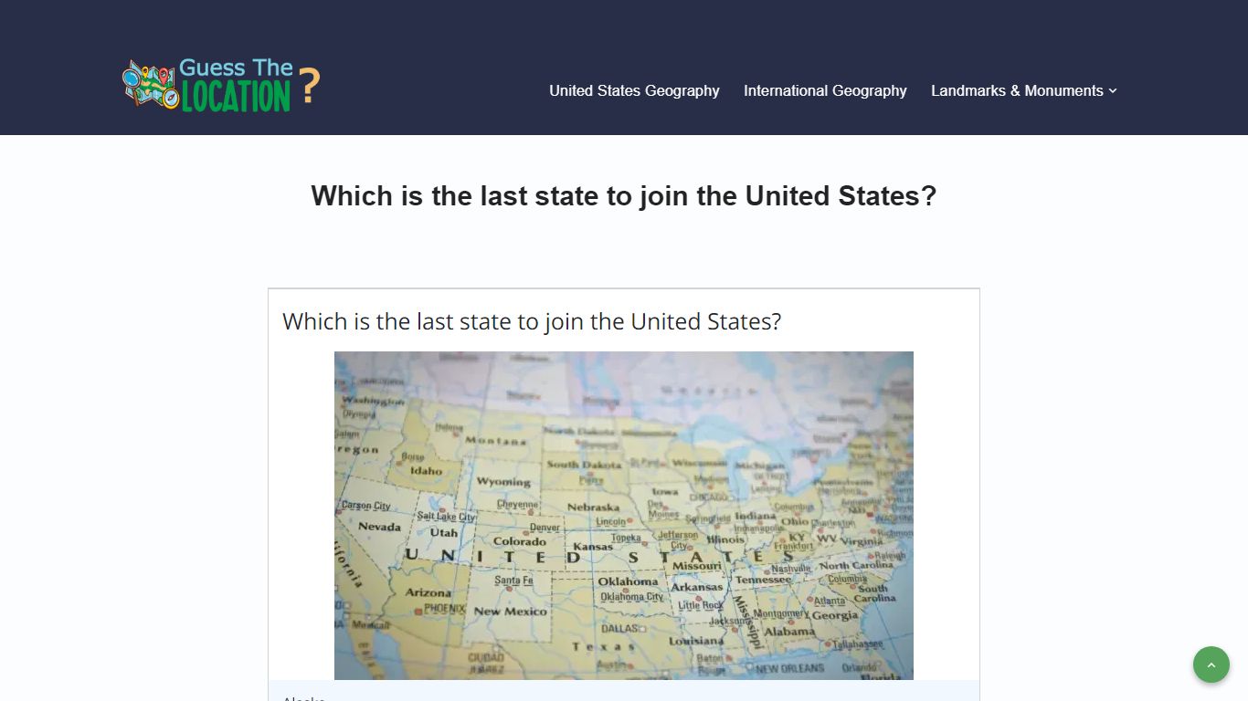 Which is the last state to join the United States?